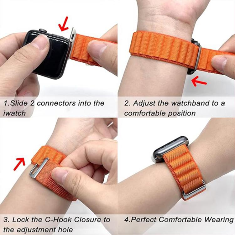 For Apple Watch Series 41mm Buckle Loop Nylon Watch Band with 3D Curved Film