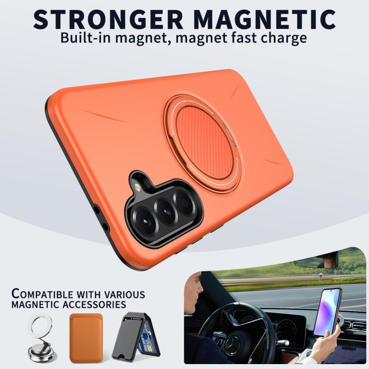 For Samsung Galaxy A56 5G Metal Rotation Holder MagSafe TPU Hybrid PC Phone Case