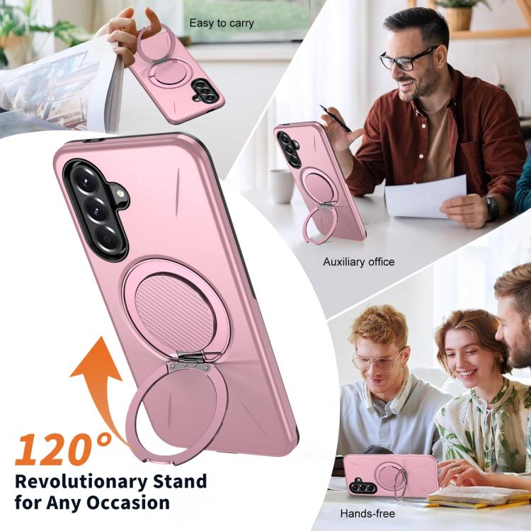 For Samsung Galaxy A56 5G Metal Rotation Holder MagSafe TPU Hybrid PC Phone Case