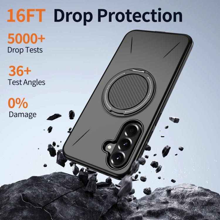 For Samsung Galaxy A56 5G Metal Rotation Holder MagSafe TPU Hybrid PC Phone Case
