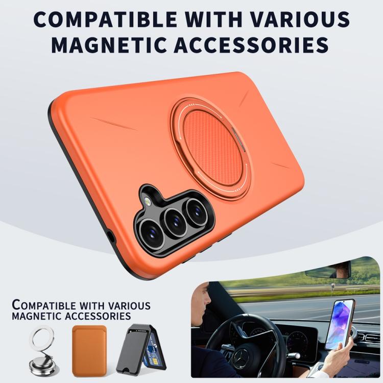 For Samsung Galaxy A55 5G / A35 5G Metal Rotation Holder MagSafe TPU Hybrid PC Phone Case