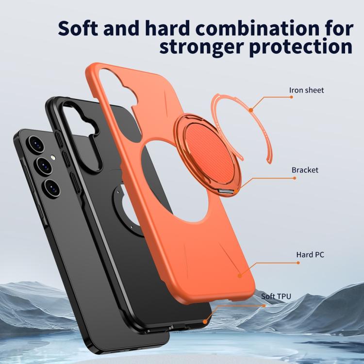 For Samsung Galaxy A55 5G / A35 5G Metal Rotation Holder MagSafe TPU Hybrid PC Phone Case