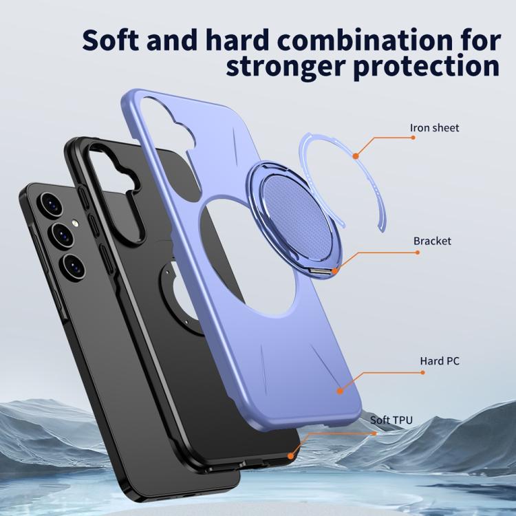 For Samsung Galaxy A55 5G / A35 5G Metal Rotation Holder MagSafe TPU Hybrid PC Phone Case