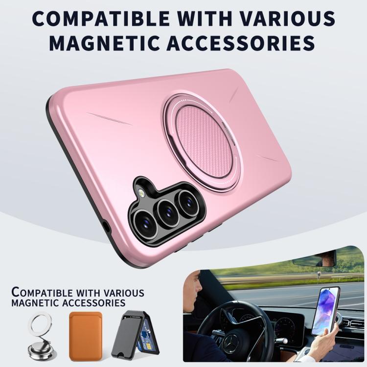 For Samsung Galaxy A55 5G / A35 5G Metal Rotation Holder MagSafe TPU Hybrid PC Phone Case
