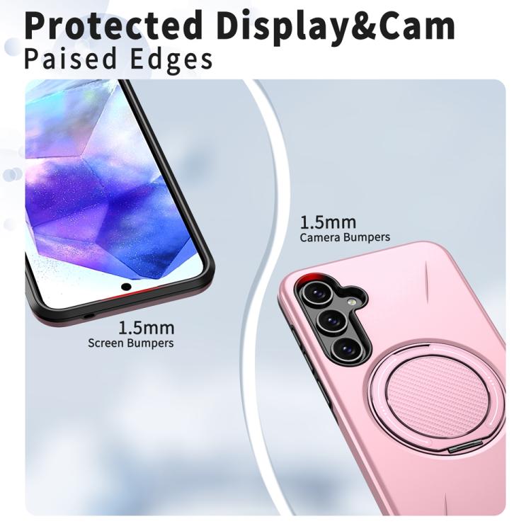 For Samsung Galaxy A55 5G / A35 5G Metal Rotation Holder MagSafe TPU Hybrid PC Phone Case