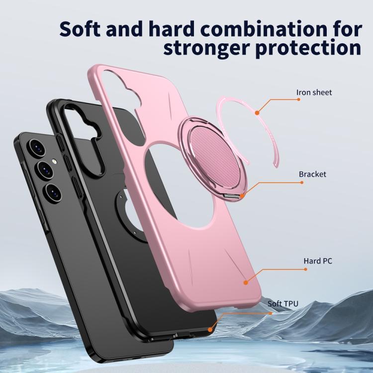 For Samsung Galaxy A55 5G / A35 5G Metal Rotation Holder MagSafe TPU Hybrid PC Phone Case
