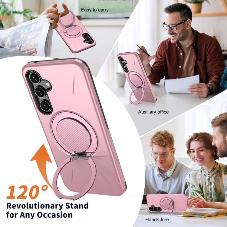 For Samsung Galaxy A55 5G / A35 5G Metal Rotation Holder MagSafe TPU Hybrid PC Phone Case