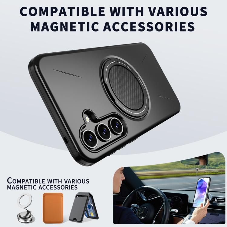 For Samsung Galaxy A55 5G / A35 5G Metal Rotation Holder MagSafe TPU Hybrid PC Phone Case