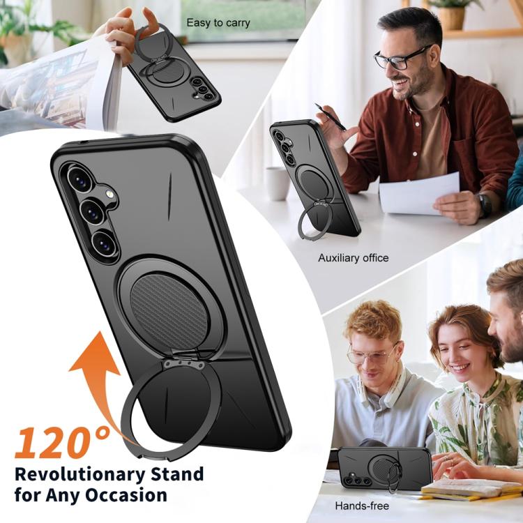 For Samsung Galaxy A55 5G / A35 5G Metal Rotation Holder MagSafe TPU Hybrid PC Phone Case