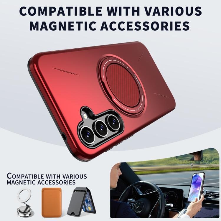 For Samsung Galaxy A55 5G / A35 5G Metal Rotation Holder MagSafe TPU Hybrid PC Phone Case