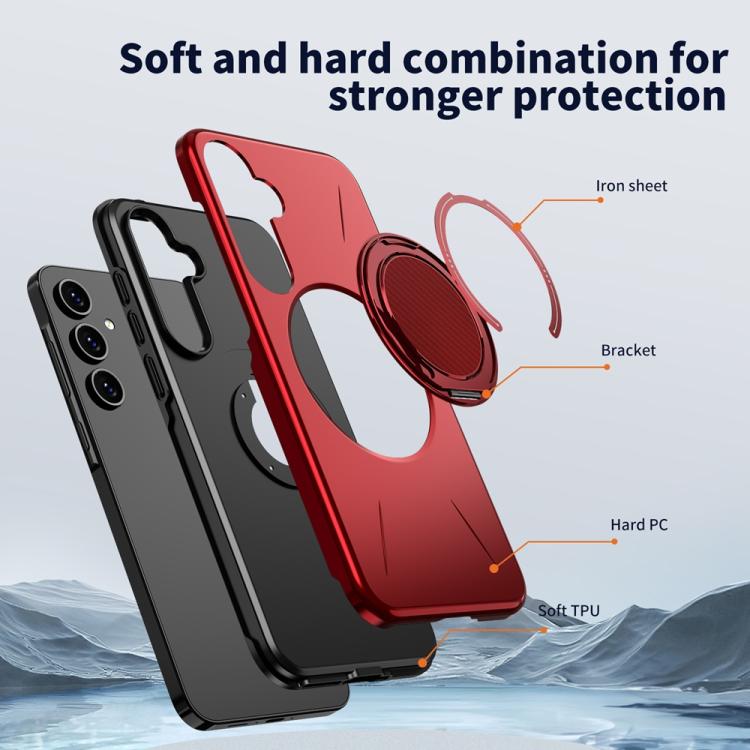 For Samsung Galaxy A55 5G / A35 5G Metal Rotation Holder MagSafe TPU Hybrid PC Phone Case