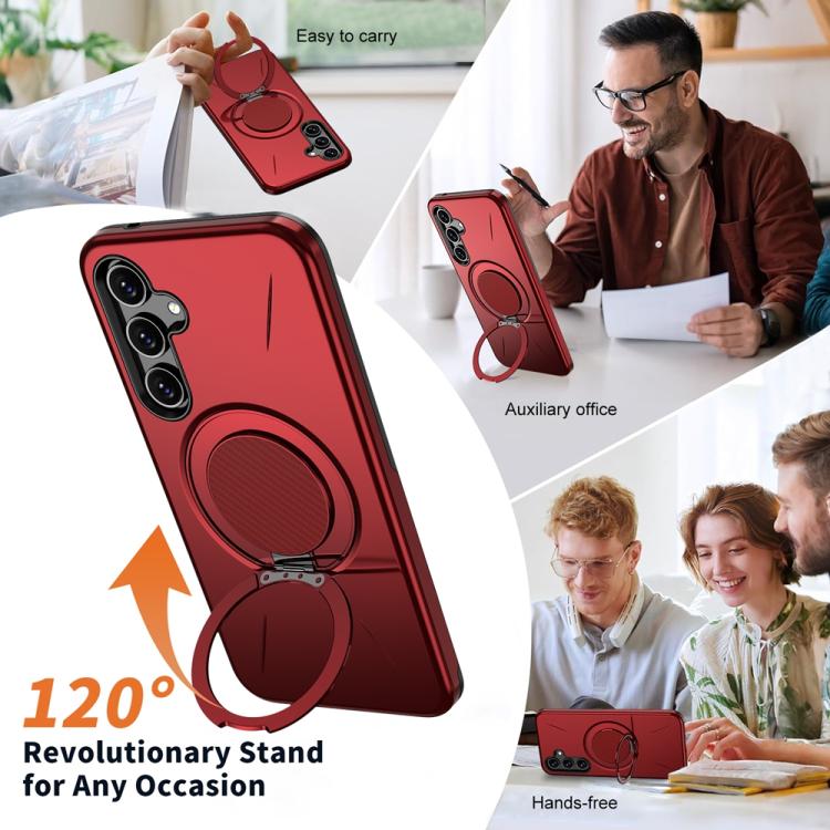 For Samsung Galaxy A55 5G / A35 5G Metal Rotation Holder MagSafe TPU Hybrid PC Phone Case