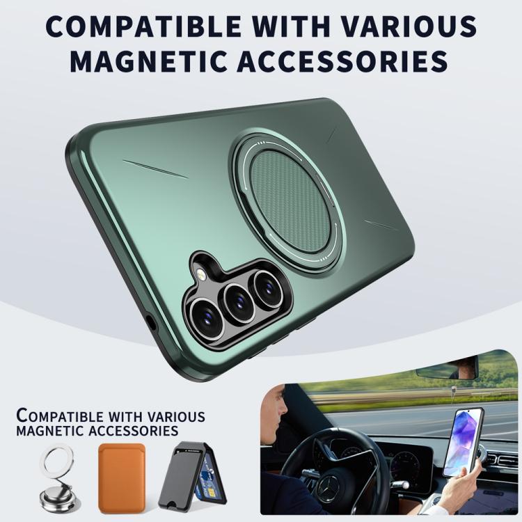 For Samsung Galaxy A55 5G / A35 5G Metal Rotation Holder MagSafe TPU Hybrid PC Phone Case
