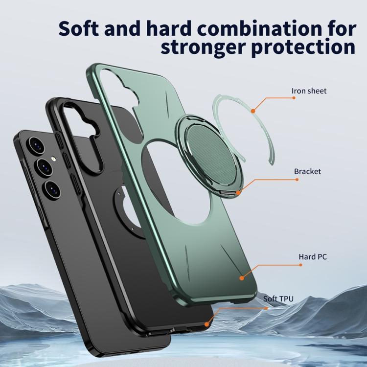 For Samsung Galaxy A55 5G / A35 5G Metal Rotation Holder MagSafe TPU Hybrid PC Phone Case