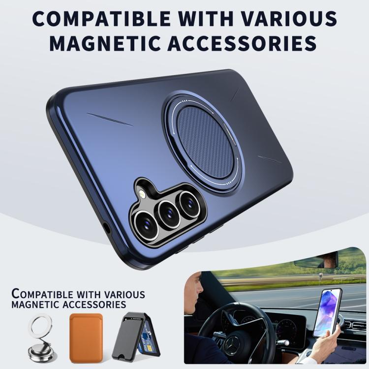 For Samsung Galaxy A55 5G / A35 5G Metal Rotation Holder MagSafe TPU Hybrid PC Phone Case