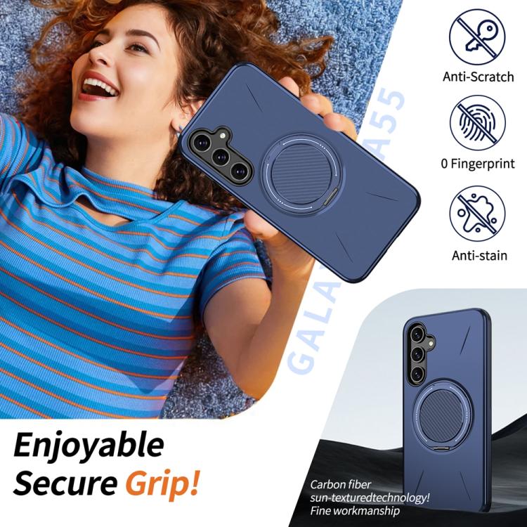 For Samsung Galaxy A55 5G / A35 5G Metal Rotation Holder MagSafe TPU Hybrid PC Phone Case