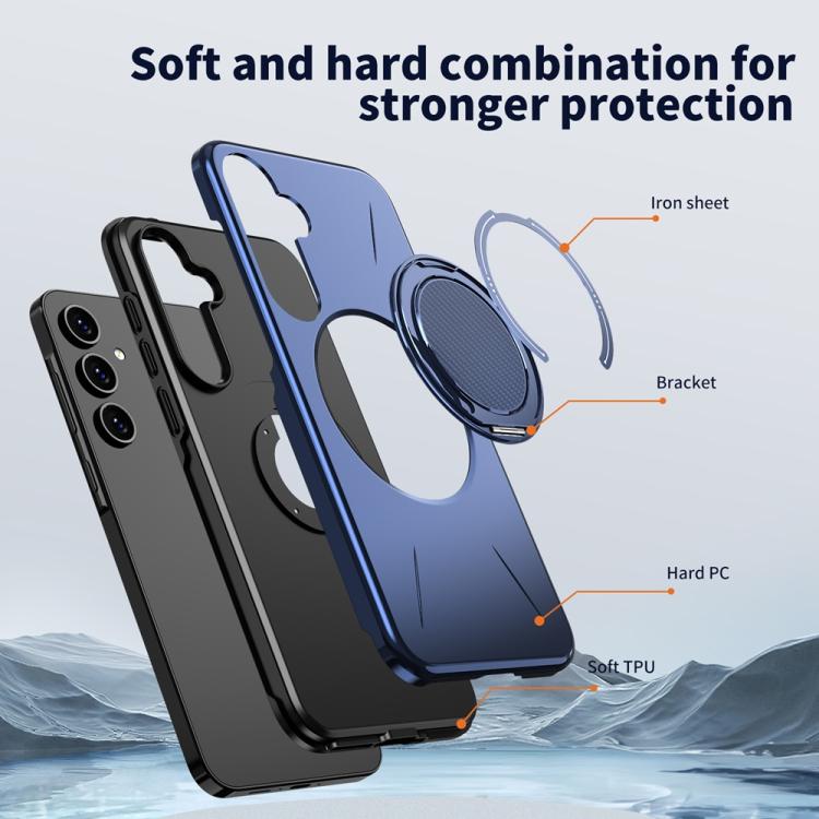 For Samsung Galaxy A55 5G / A35 5G Metal Rotation Holder MagSafe TPU Hybrid PC Phone Case