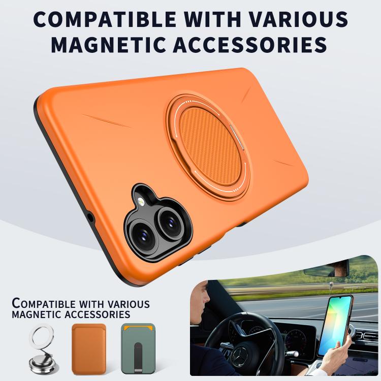 For Samsung Galaxy A06 4G / 5G Metal Rotation Holder MagSafe TPU Hybrid PC Phone Case