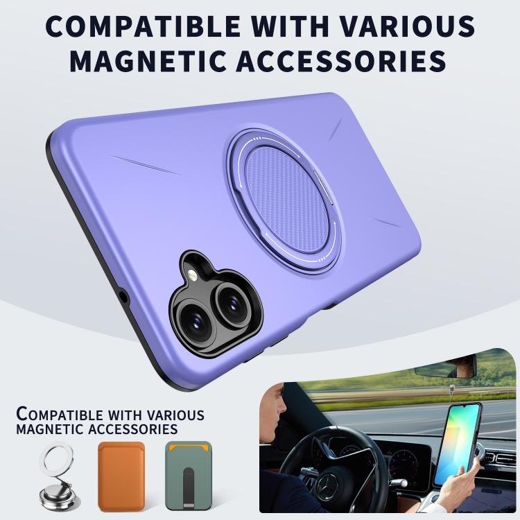 For Samsung Galaxy A06 4G / 5G Metal Rotation Holder MagSafe TPU Hybrid PC Phone Case