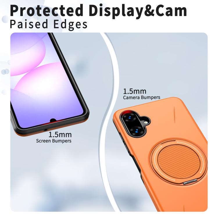 For Samsung Galaxy A07 4G / 5G Metal Rotation Holder MagSafe TPU Hybrid PC Phone Case