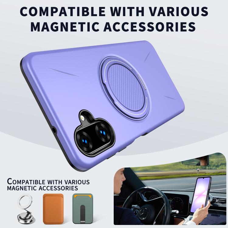 For Samsung Galaxy A07 4G / 5G Metal Rotation Holder MagSafe TPU Hybrid PC Phone Case