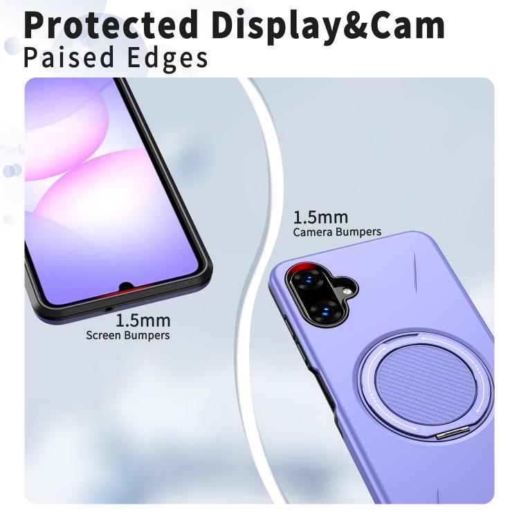 For Samsung Galaxy A07 4G / 5G Metal Rotation Holder MagSafe TPU Hybrid PC Phone Case