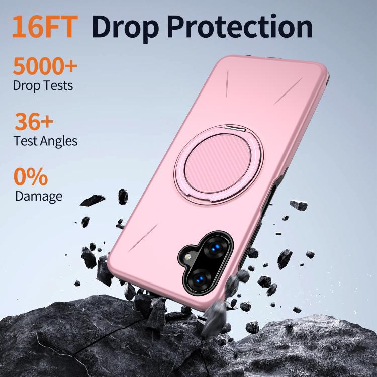 For Samsung Galaxy A07 4G / 5G Metal Rotation Holder MagSafe TPU Hybrid PC Phone Case