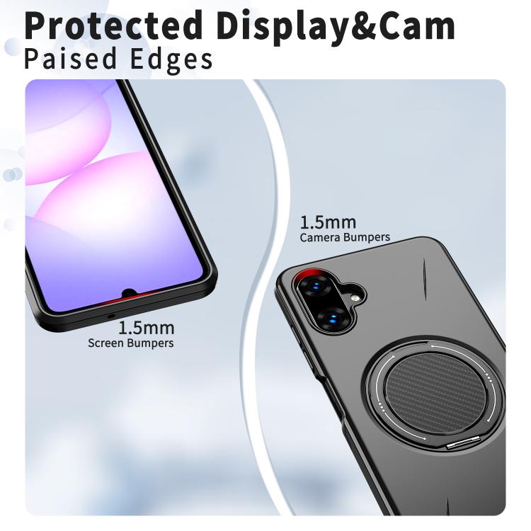 For Samsung Galaxy A07 4G / 5G Metal Rotation Holder MagSafe TPU Hybrid PC Phone Case