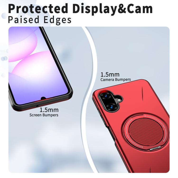 For Samsung Galaxy A07 4G / 5G Metal Rotation Holder MagSafe TPU Hybrid PC Phone Case