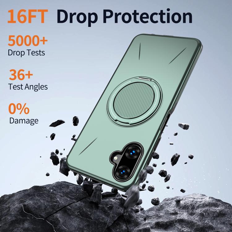 For Samsung Galaxy A07 4G / 5G Metal Rotation Holder MagSafe TPU Hybrid PC Phone Case