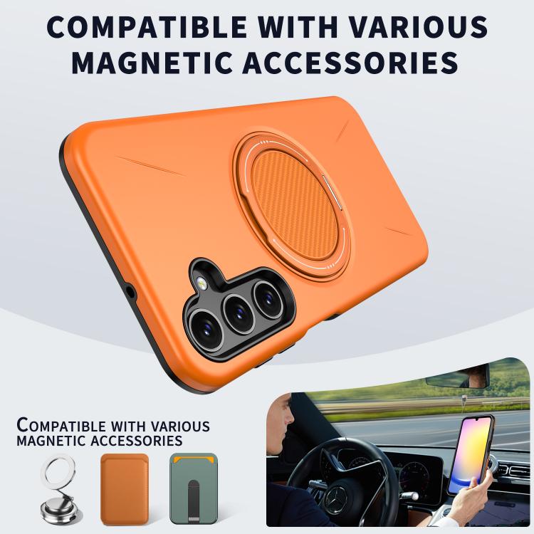 For Samsung Galaxy A25 4G / 5G Metal Rotation Holder MagSafe TPU Hybrid PC Phone Case