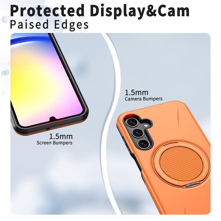 For Samsung Galaxy A25 4G / 5G Metal Rotation Holder MagSafe TPU Hybrid PC Phone Case