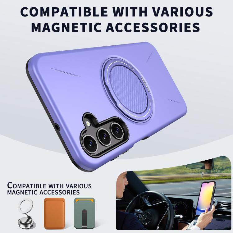 For Samsung Galaxy A25 4G / 5G Metal Rotation Holder MagSafe TPU Hybrid PC Phone Case