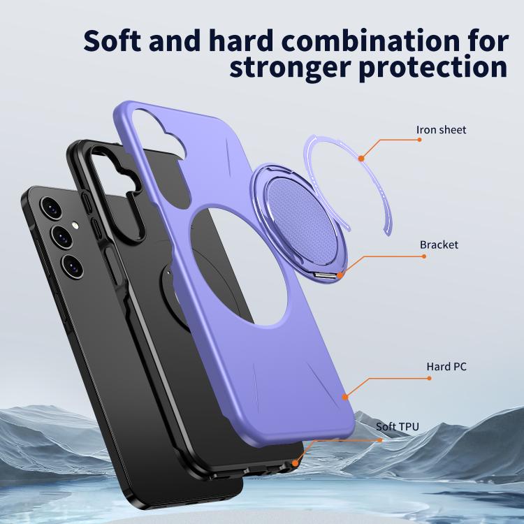 For Samsung Galaxy A25 4G / 5G Metal Rotation Holder MagSafe TPU Hybrid PC Phone Case