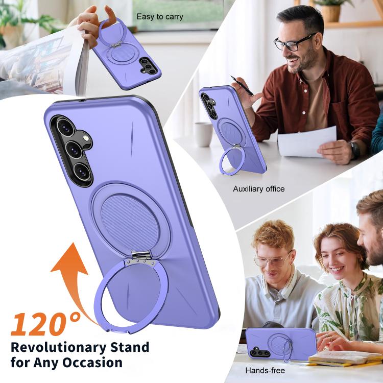 For Samsung Galaxy A25 4G / 5G Metal Rotation Holder MagSafe TPU Hybrid PC Phone Case