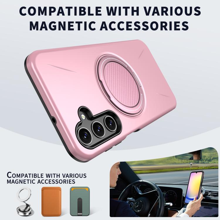 For Samsung Galaxy A25 4G / 5G Metal Rotation Holder MagSafe TPU Hybrid PC Phone Case