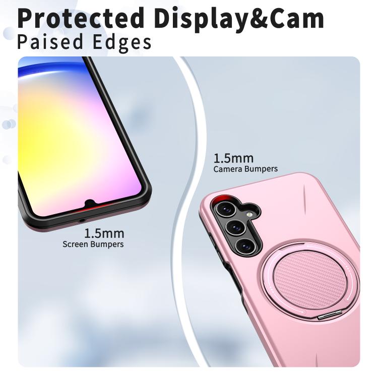 For Samsung Galaxy A25 4G / 5G Metal Rotation Holder MagSafe TPU Hybrid PC Phone Case