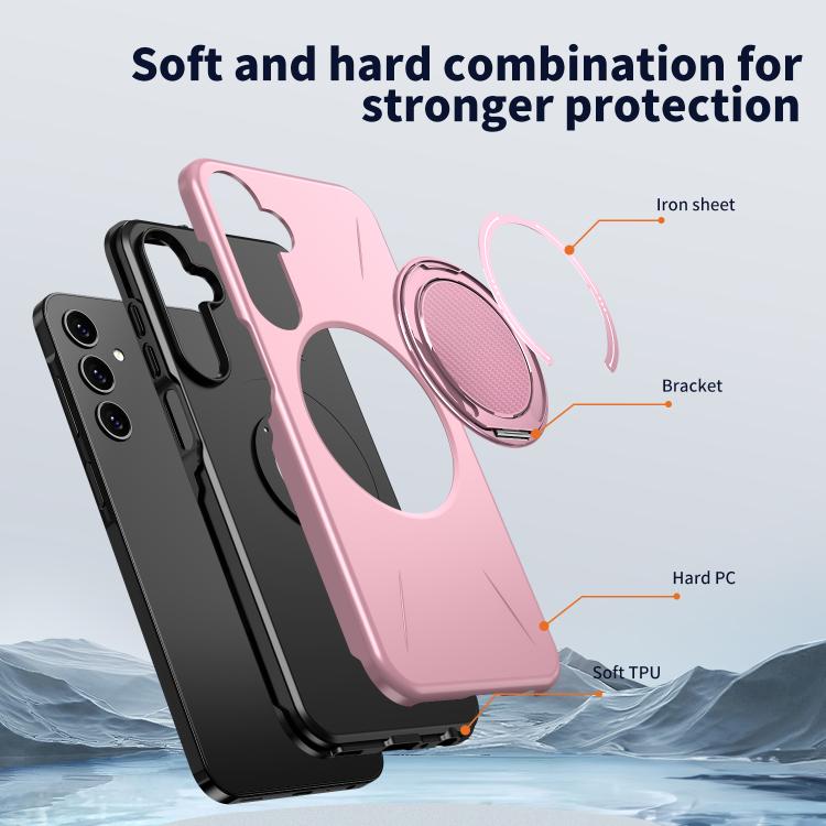 For Samsung Galaxy A25 4G / 5G Metal Rotation Holder MagSafe TPU Hybrid PC Phone Case