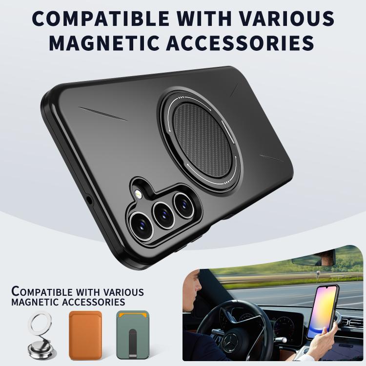For Samsung Galaxy A25 4G / 5G Metal Rotation Holder MagSafe TPU Hybrid PC Phone Case