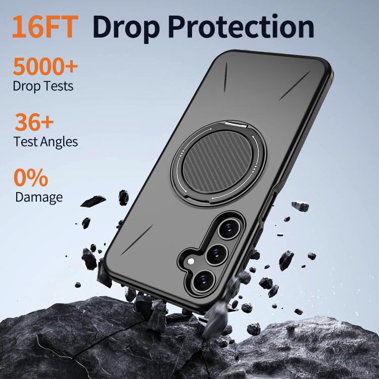 For Samsung Galaxy A25 4G / 5G Metal Rotation Holder MagSafe TPU Hybrid PC Phone Case