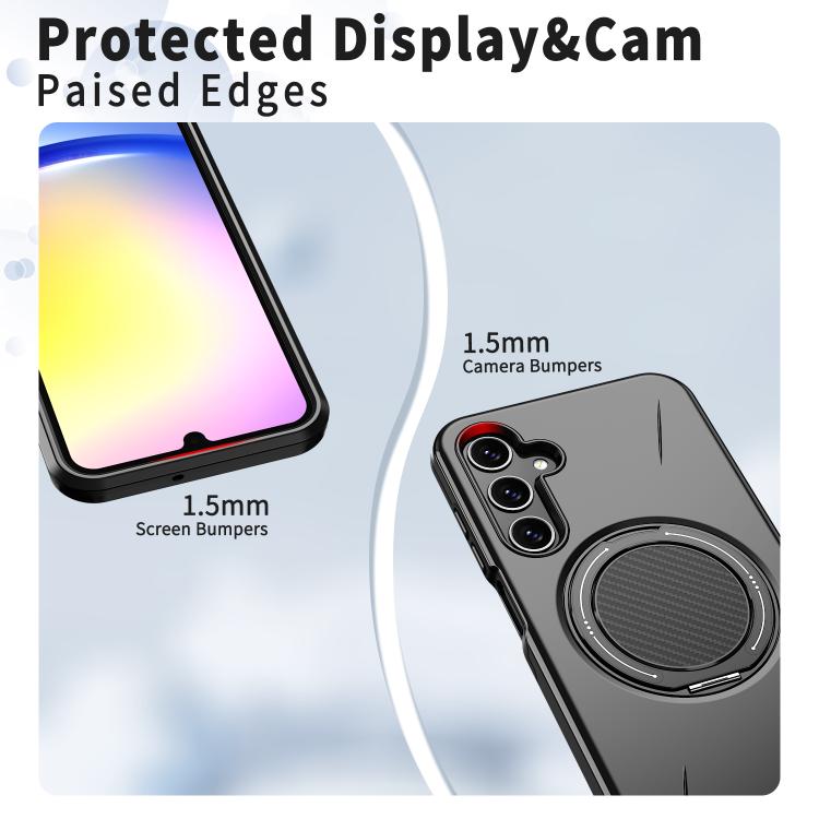 For Samsung Galaxy A25 4G / 5G Metal Rotation Holder MagSafe TPU Hybrid PC Phone Case