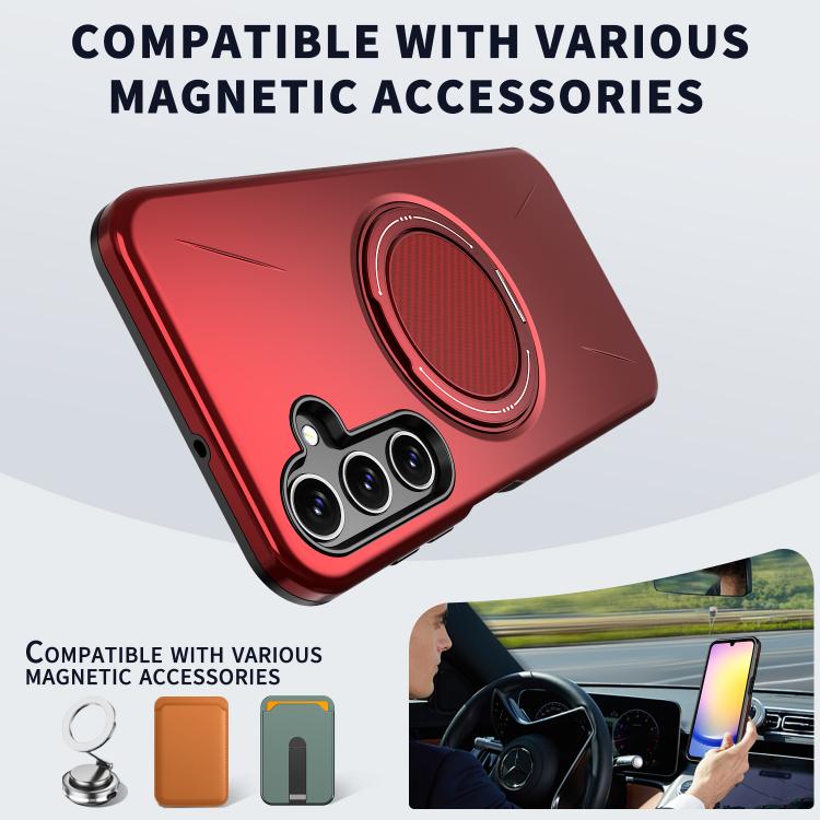 For Samsung Galaxy A25 4G / 5G Metal Rotation Holder MagSafe TPU Hybrid PC Phone Case