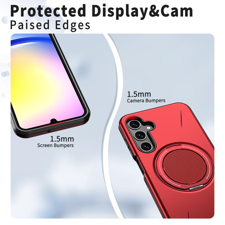 For Samsung Galaxy A25 4G / 5G Metal Rotation Holder MagSafe TPU Hybrid PC Phone Case