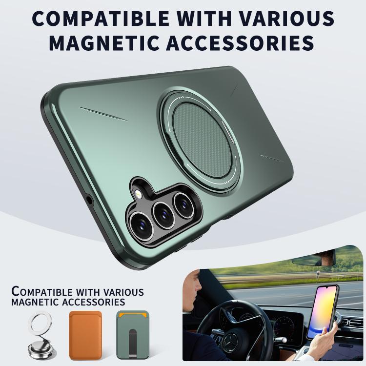 For Samsung Galaxy A25 4G / 5G Metal Rotation Holder MagSafe TPU Hybrid PC Phone Case