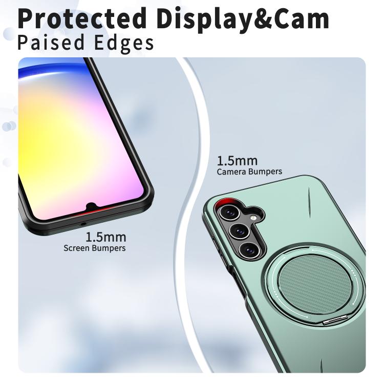 For Samsung Galaxy A25 4G / 5G Metal Rotation Holder MagSafe TPU Hybrid PC Phone Case