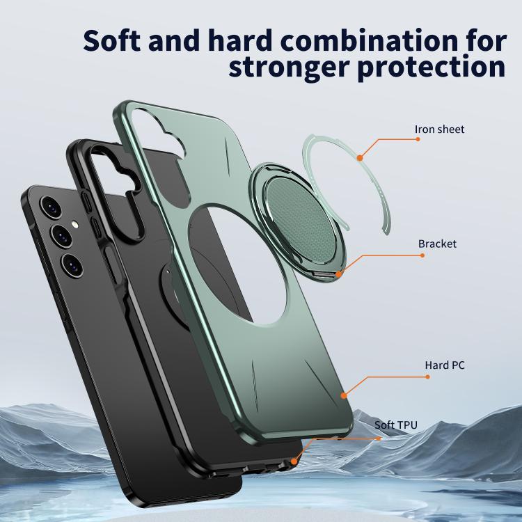 For Samsung Galaxy A25 4G / 5G Metal Rotation Holder MagSafe TPU Hybrid PC Phone Case