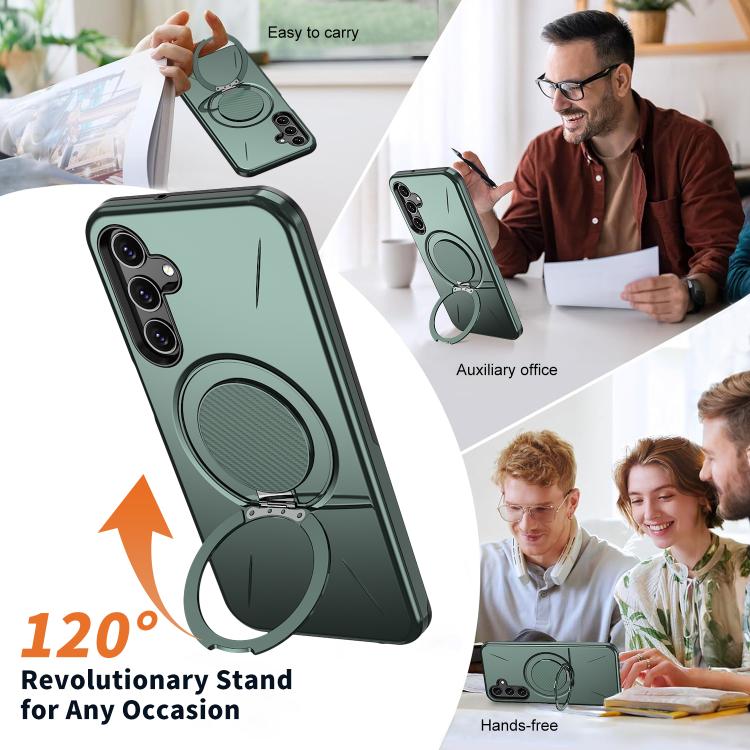 For Samsung Galaxy A25 4G / 5G Metal Rotation Holder MagSafe TPU Hybrid PC Phone Case