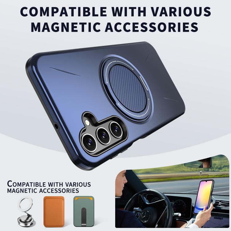 For Samsung Galaxy A25 4G / 5G Metal Rotation Holder MagSafe TPU Hybrid PC Phone Case