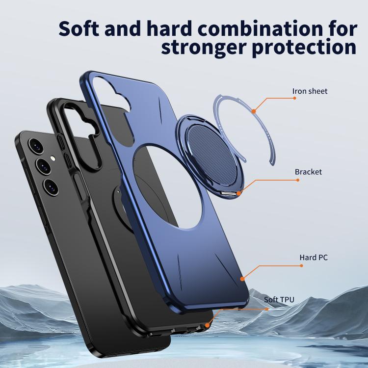 For Samsung Galaxy A25 4G / 5G Metal Rotation Holder MagSafe TPU Hybrid PC Phone Case