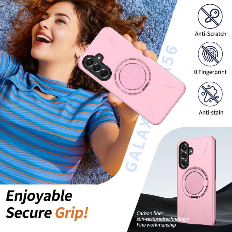 For Samsung Galaxy A36 5G Metal Rotation Holder MagSafe TPU Hybrid PC Phone Case
